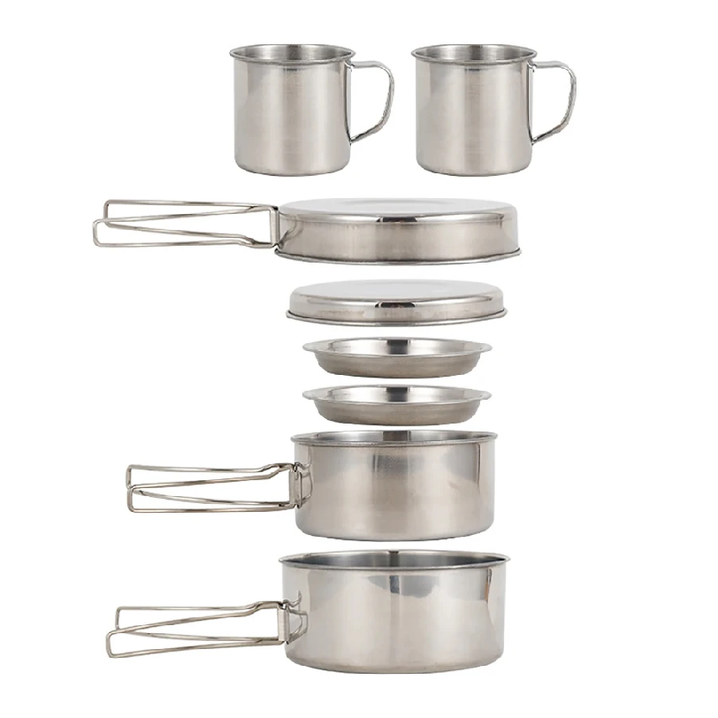 Camping Cooking Set Stainless Steel - Набор походной посуды из 8 предметов: