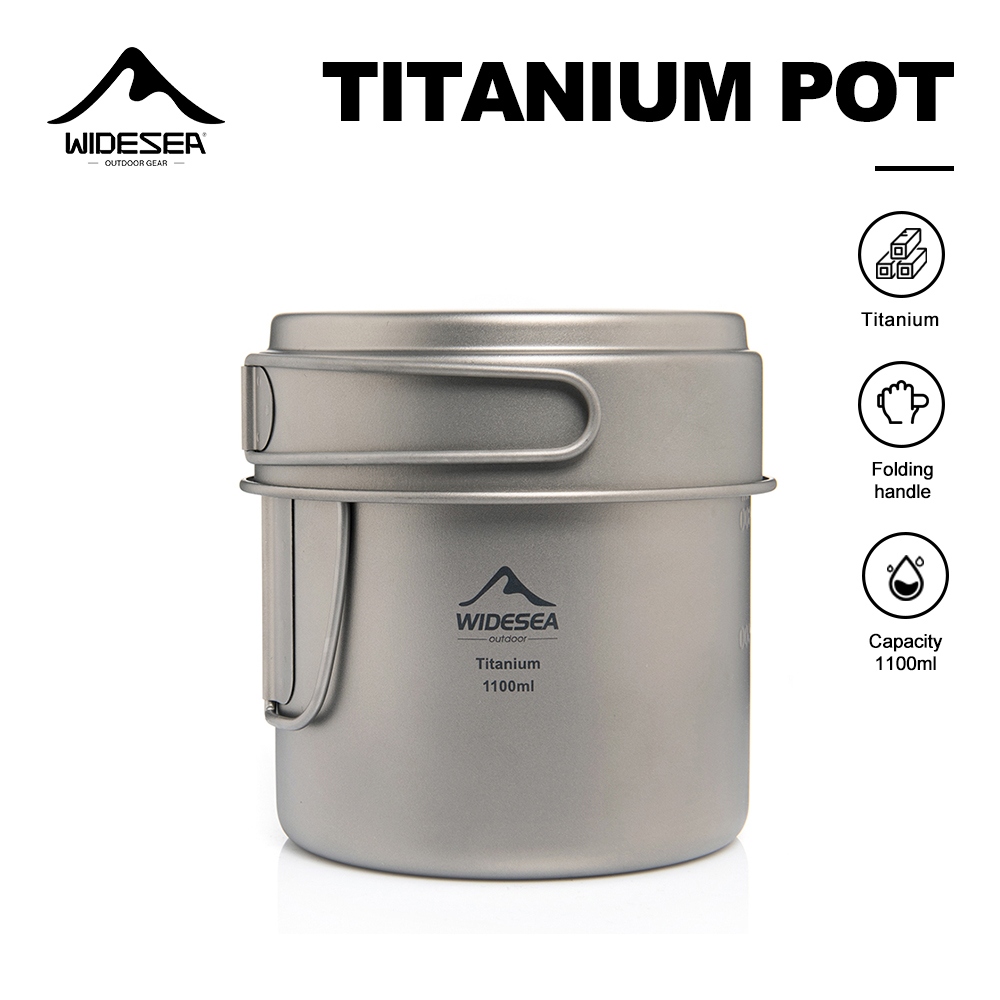 Camping Cooking Set Stainless Steel - Ультралегкий титановый походный котелок Widesea 1100