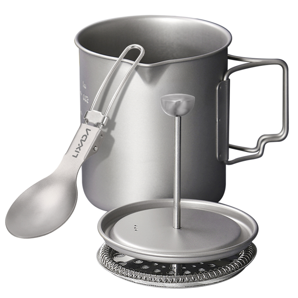 Camping Cooking Set Stainless Steel - Титановая кофейная чашка Lixada 750 мл,