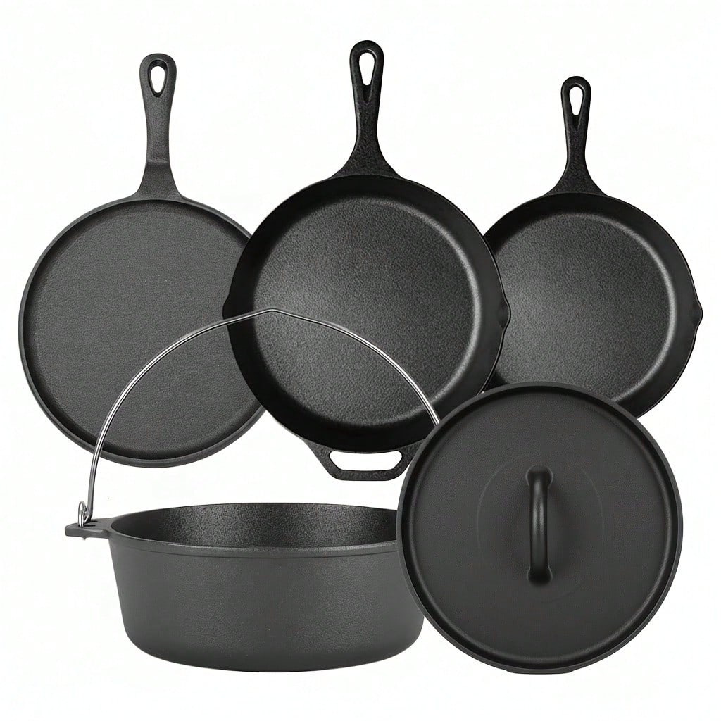 Camping Cooking Pots And Pans Set - Набор чугунной посуды PACILACK, 4 предмета,