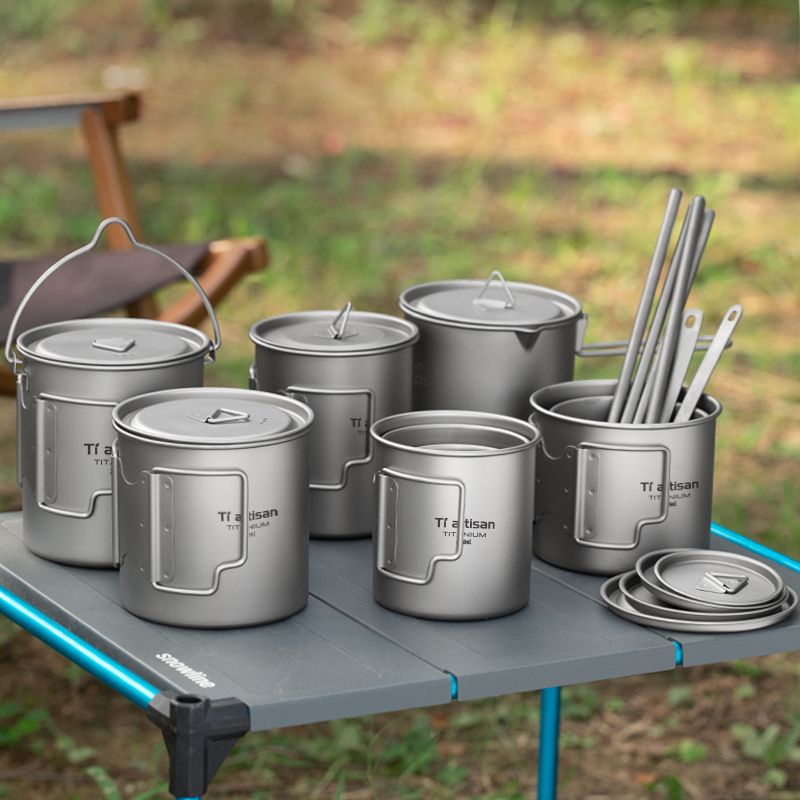 Camping Cooking Set Stainless Steel - Tiartisan уличная титановая легкая портативная чашка