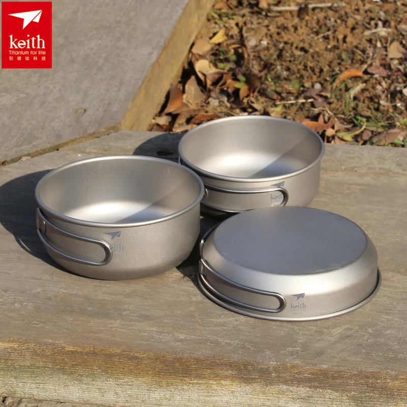 Camping Cooking Set Stainless Steel - Keith 3 шт. титановая посуда, сковороды,
