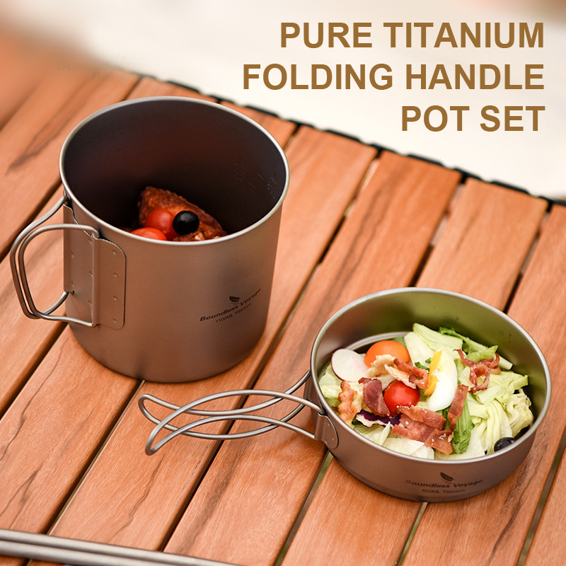 Camping Cooking Pots And Pans Set - Набор кастрюль со складной ручкой из
