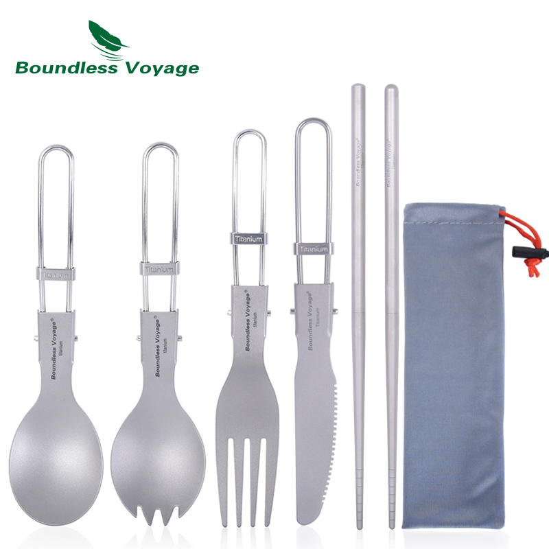 Camping Cooking Set Stainless Steel - Титановые столовые приборы Boundless Voyage для
