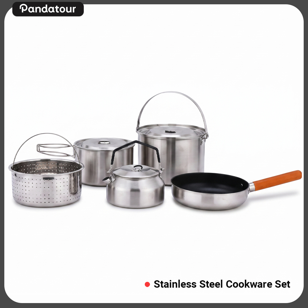 Camping Cooking Set Stainless Steel - Набор походной посуды Pandatour из нержавеющей