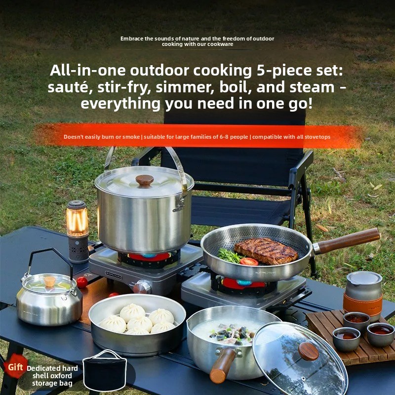 Camping Cooking Pots And Pans Set - Портативный набор походной посуды: многофункциональная кассетная