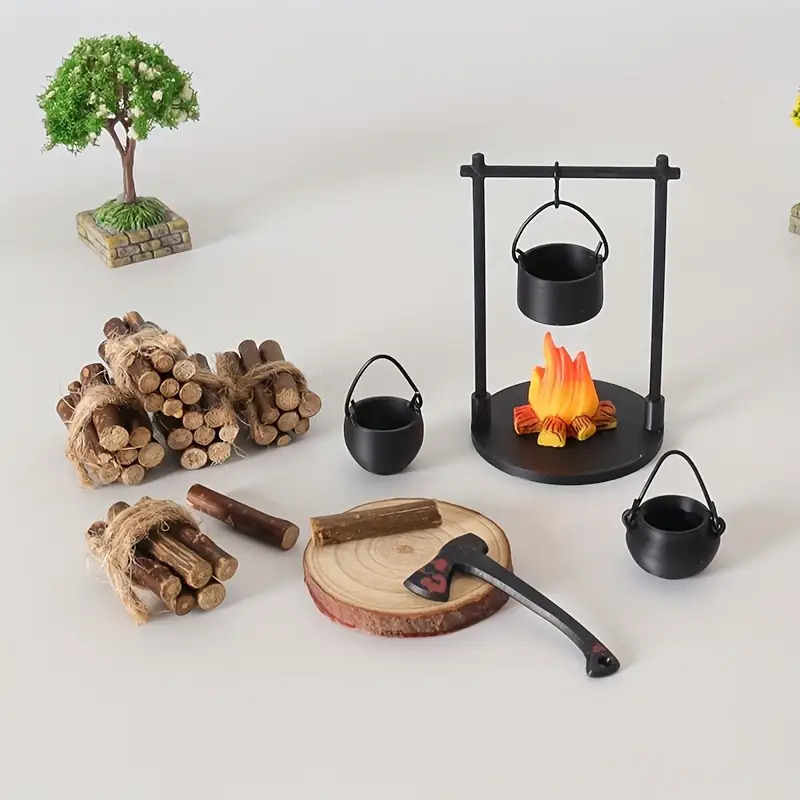 Campfire Cooking - Мини-костер, подвесная плита, горшок, кукольный домик,