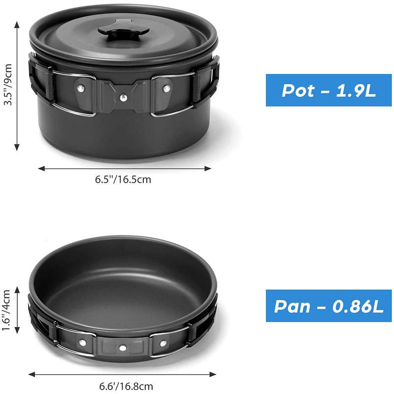 Camping Cooking Pots And Pans Set - Набор походной посуды для кемпинга: кастрюля,
