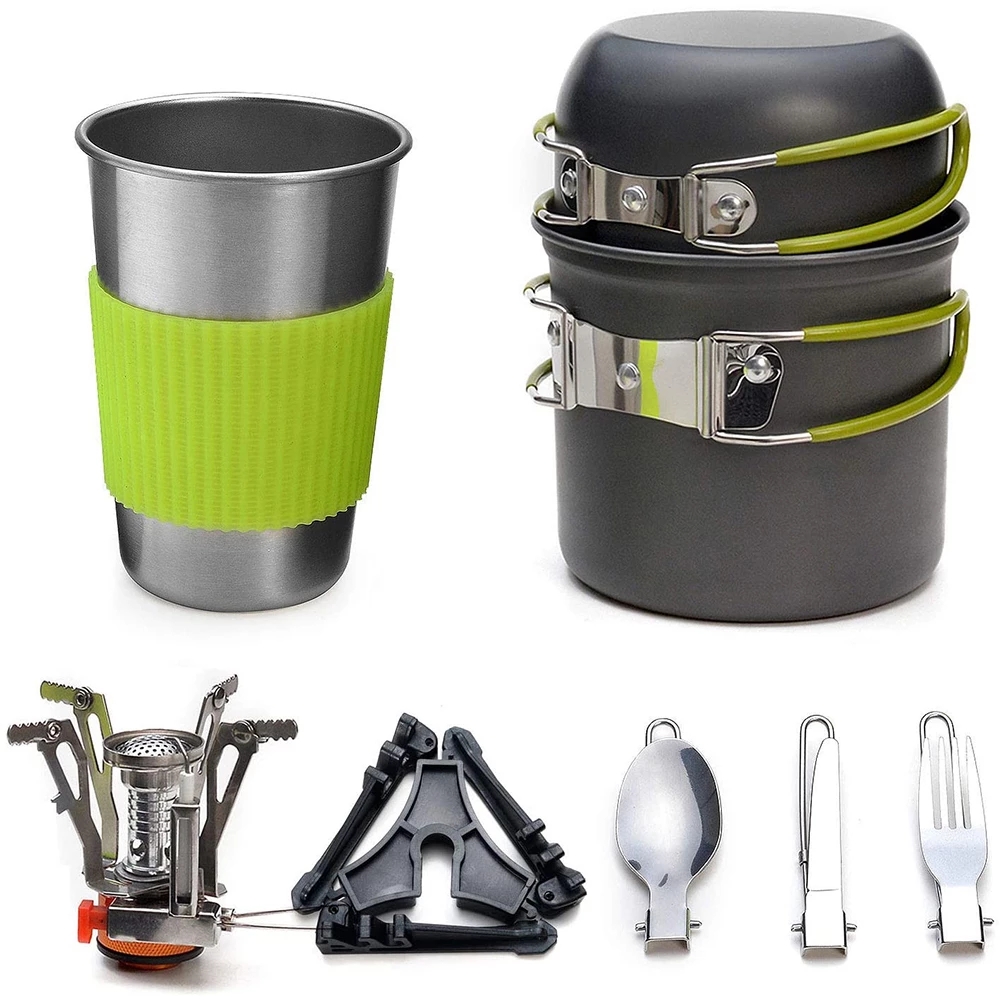 Camping Cooking Pots And Pans - Набор посуды для кемпинга с плитой,