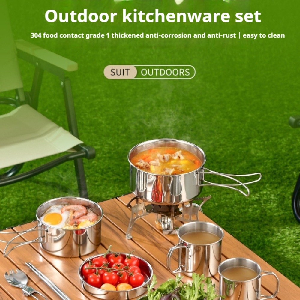 12 шт., набор повара для прикл – обзор и цена Camping Cooking Pots And Pans Set