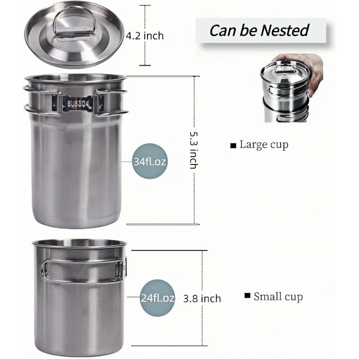 Складные походные кружки и чаш – обзор и цена Camping Cooking Set Stainless Steel