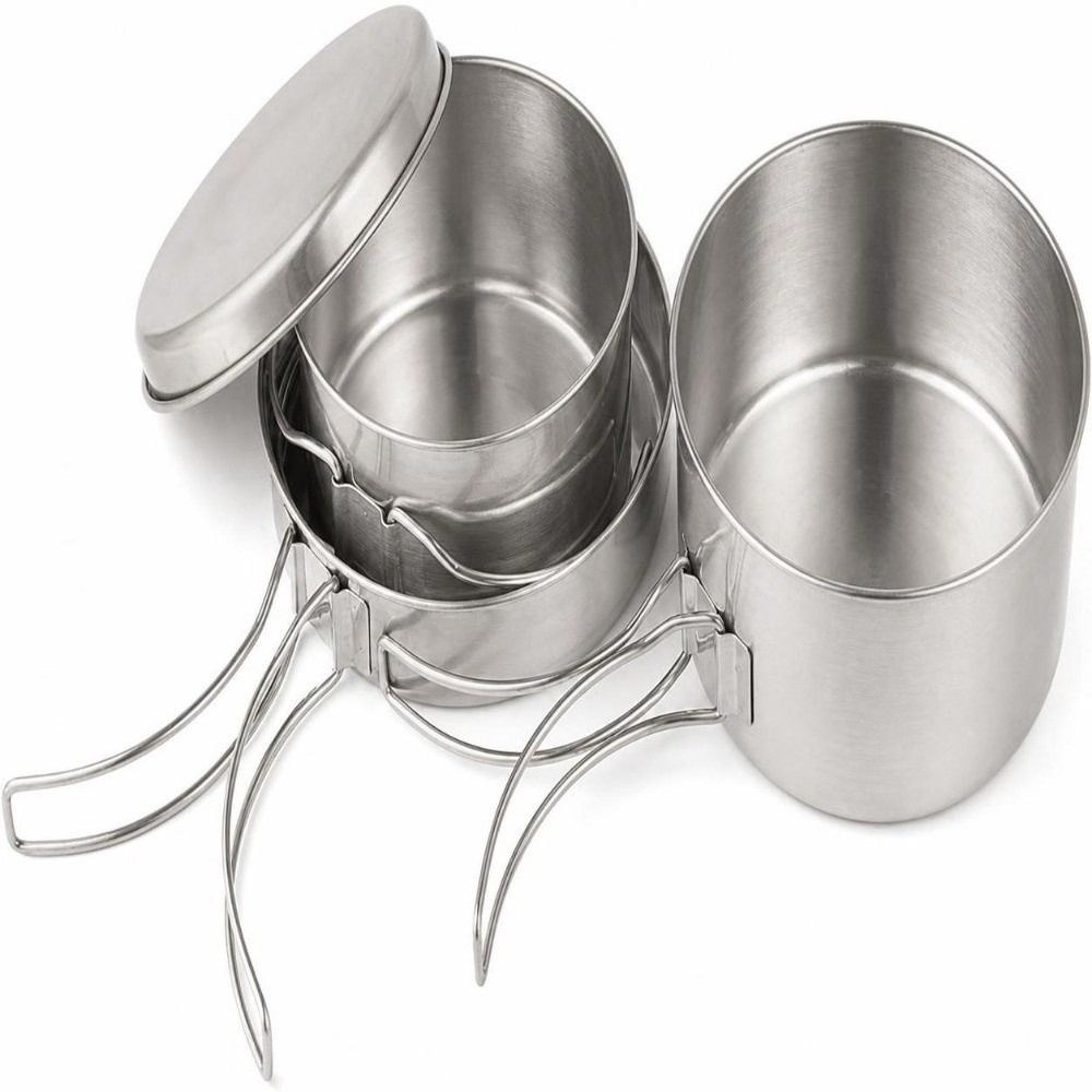 Набор из 4 предметов портативн – обзор и цена Camping Cooking Pots And Pans Set