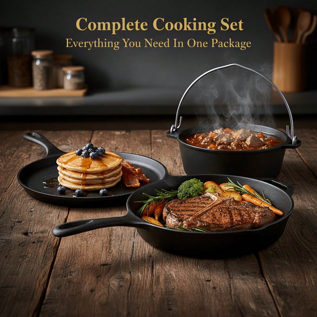 Набор чугунной посуды PACILACK – обзор и цена Camping Cooking Pots And Pans Set