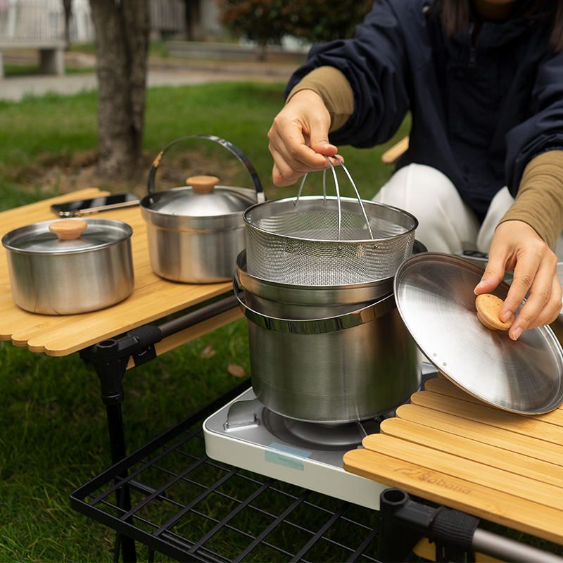 NOBANA новейший уличный набор  – обзор и цена Camping Cooking Set Stainless Steel