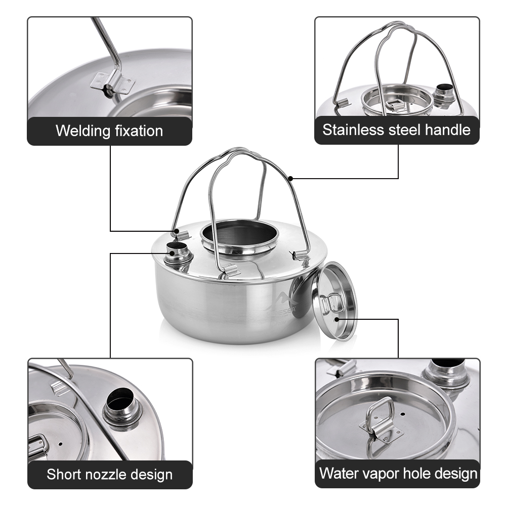 Widesea Кемпинг Открытый 1,7 л – обзор и цена Camping Cooking Set Stainless Steel
