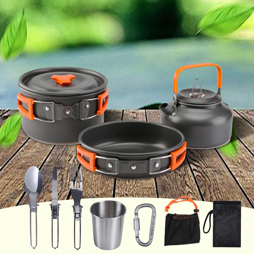 Набор походной посуды: чайник, – обзор и цена Camping Cooking Set Stainless Steel