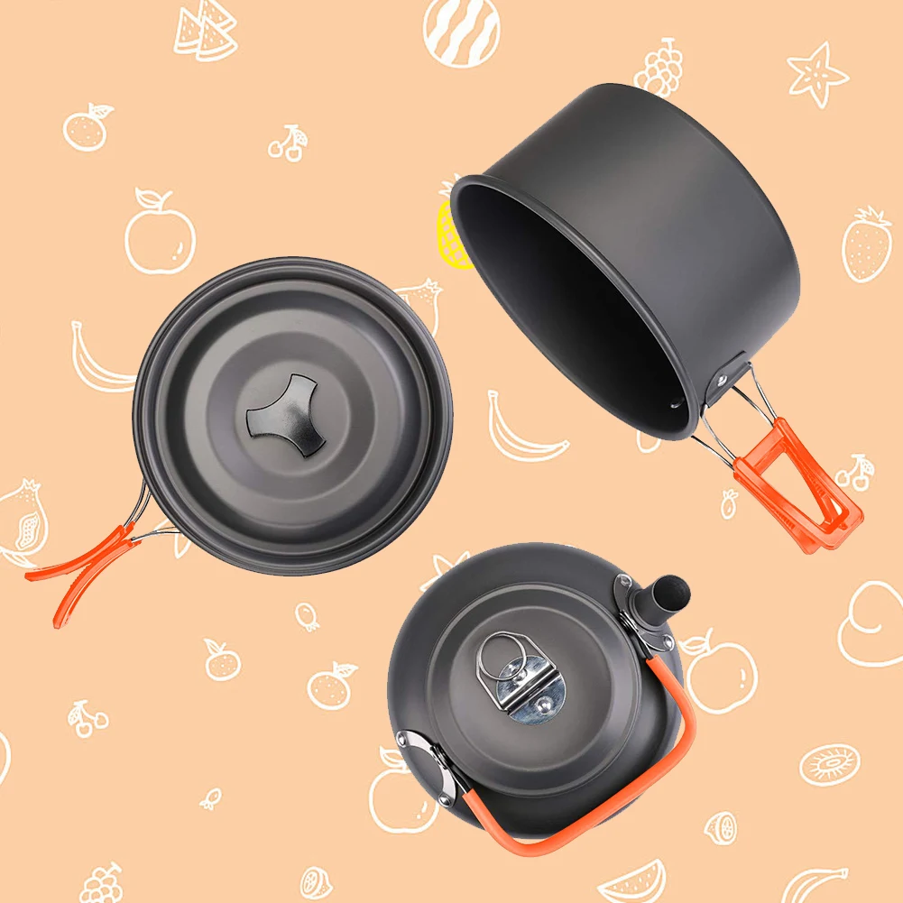 Набор походной посуды: чайник, – обзор и цена Camping Cooking Set Stainless Steel
